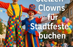 Stelzen Clowns für Stadtfeste buchen – Humor, Animation & Eyecatcher für Groß & Klein