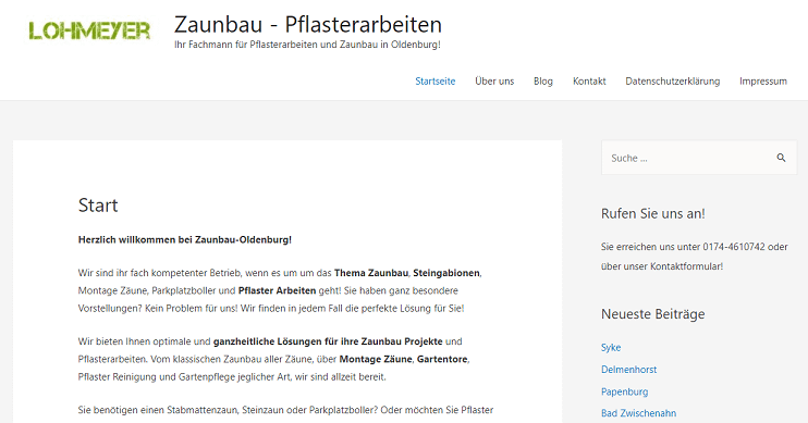 Zaunbau Website