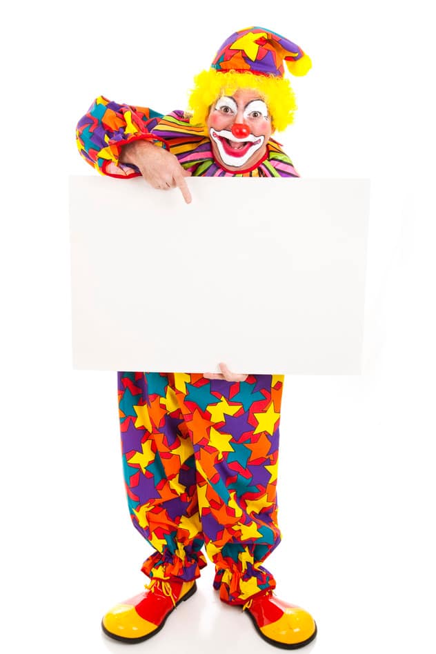 Clown Holding Blank Sign - Full Body